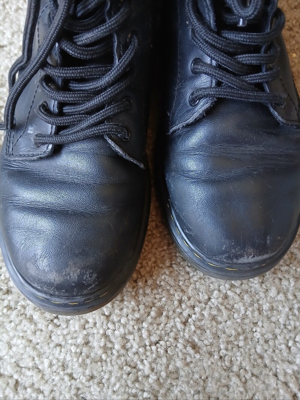 Dr. Martens Black Leather Lace-Up Combat Boots with Side Zip - Picture 5 of 10
